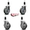 Service Caster 5'' Gray Poly Wheel Swivel 1-3/8'' Expanding Stem Caster Set 2 Brakes, 4PK SCC-EX20S514-PPUB-2-TLB-2-138 - alternate 4